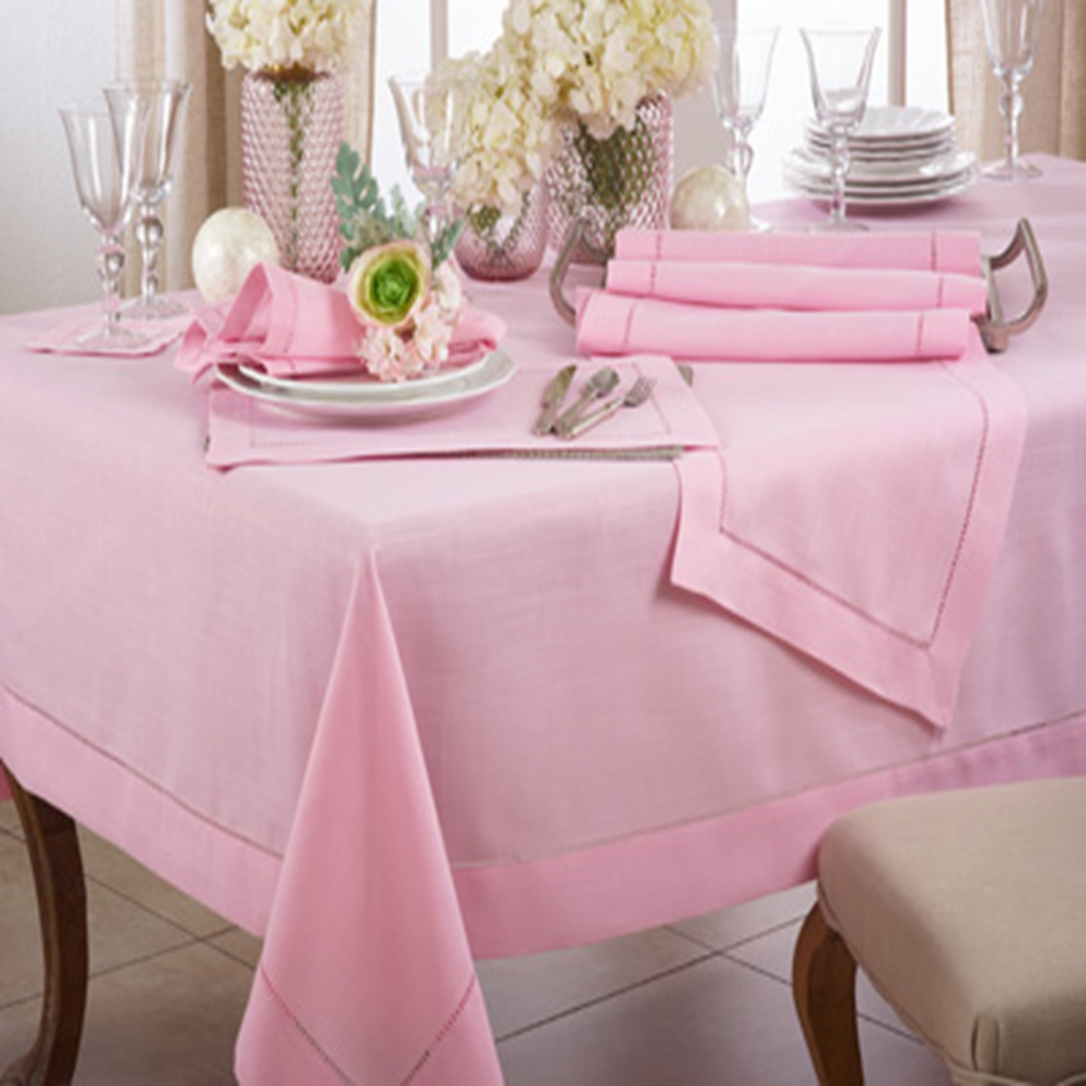 Pink Hemstitched Tablecloth