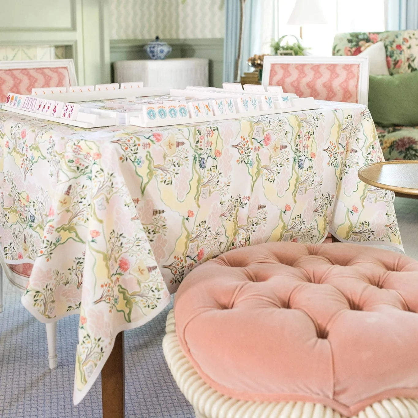 Scalloped Pink Pagoda Square Tablecloth